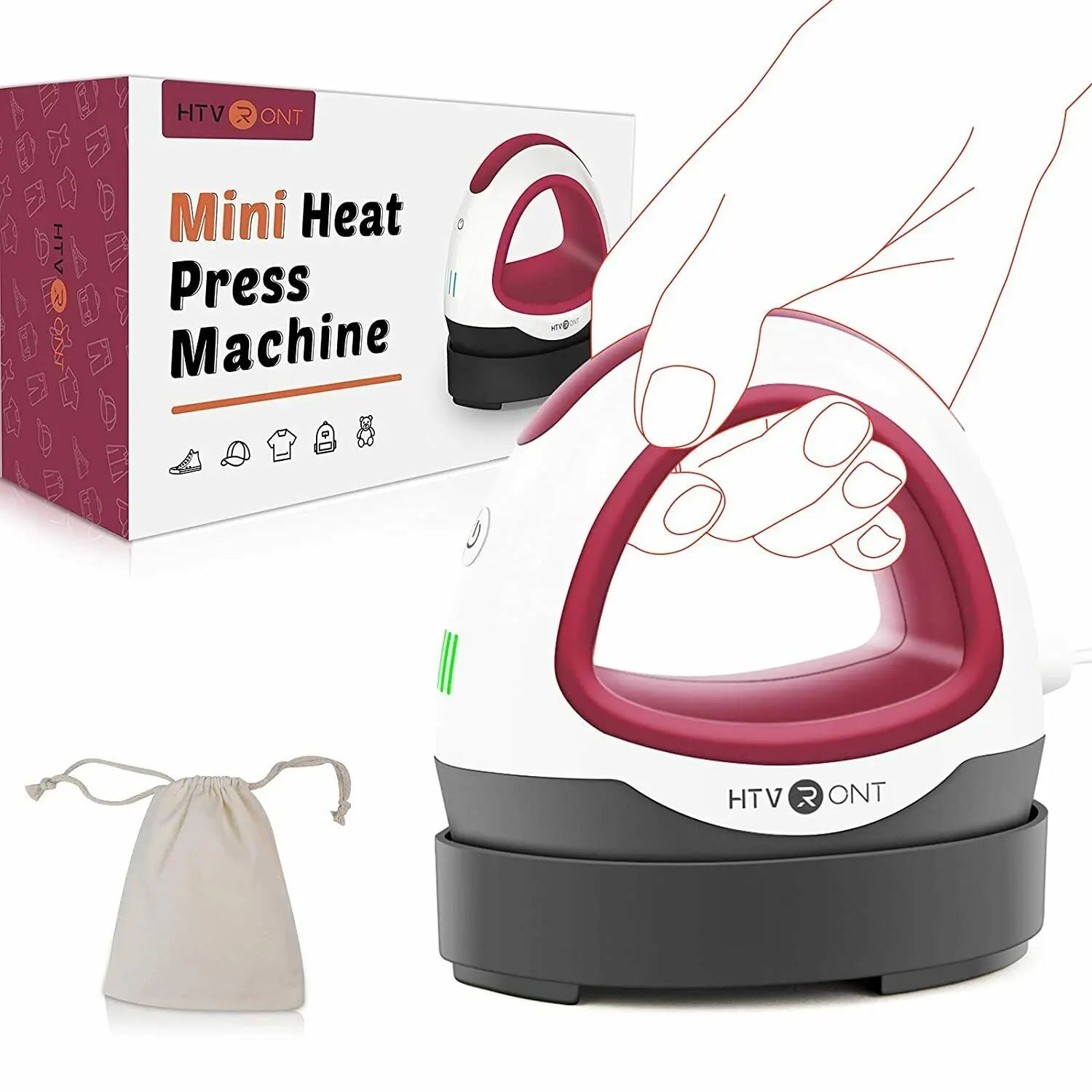 Cloud Discoveries Mini Heat Press Machine - DIY T-shirt Printing - Heat Transfer Iron - Custom Clothing and Crafts - Fast Heating - Safe Auto-Off - Ideal for T-shirts, Bags, Hats - Available with EU/US/UK/AU Plugs