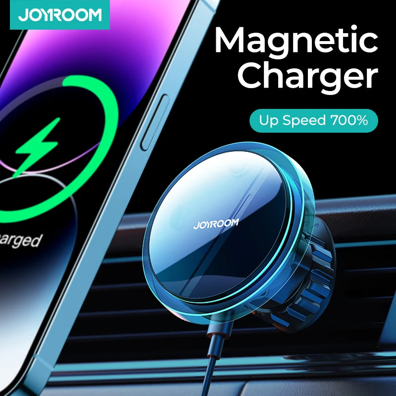 Cloud Discoveries Magnetic Car Phone Holder Wireless Charger - Fast Charging Car Charger Holder for iPhone with Blue Light