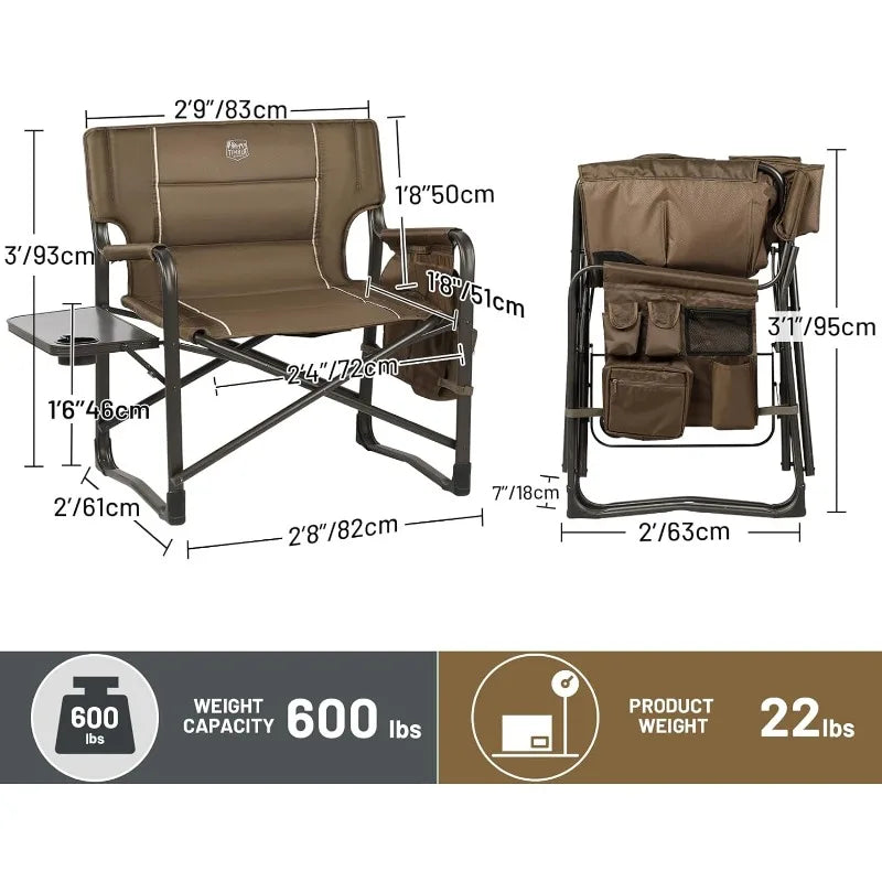 TIMBER RIDGE XXL Directors Chair with Side Table & Pocket