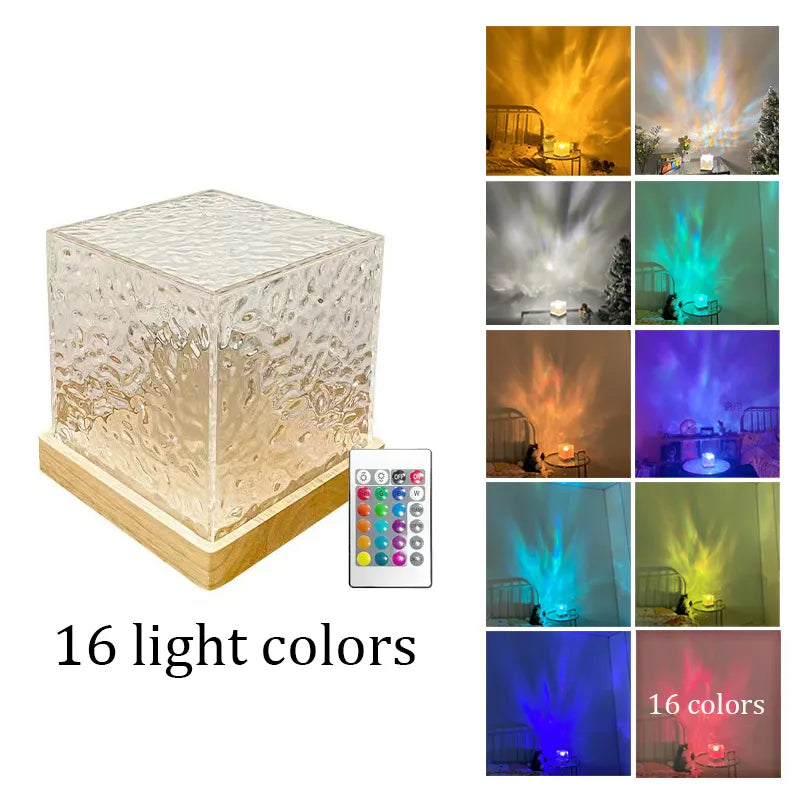 Water Ripple Projector Night Light - Aesthetic Home Decor and Holiday Gift
