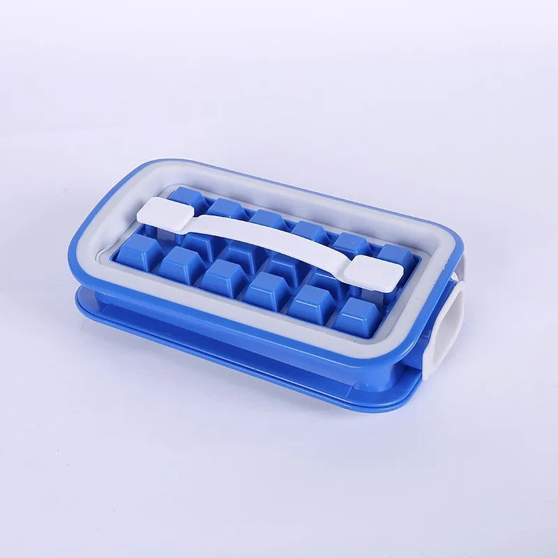 Folding Hexagonal Ice Block Mold - 36 Grid Silicone Water Bottle Ice Maker Mold in Blue and Green