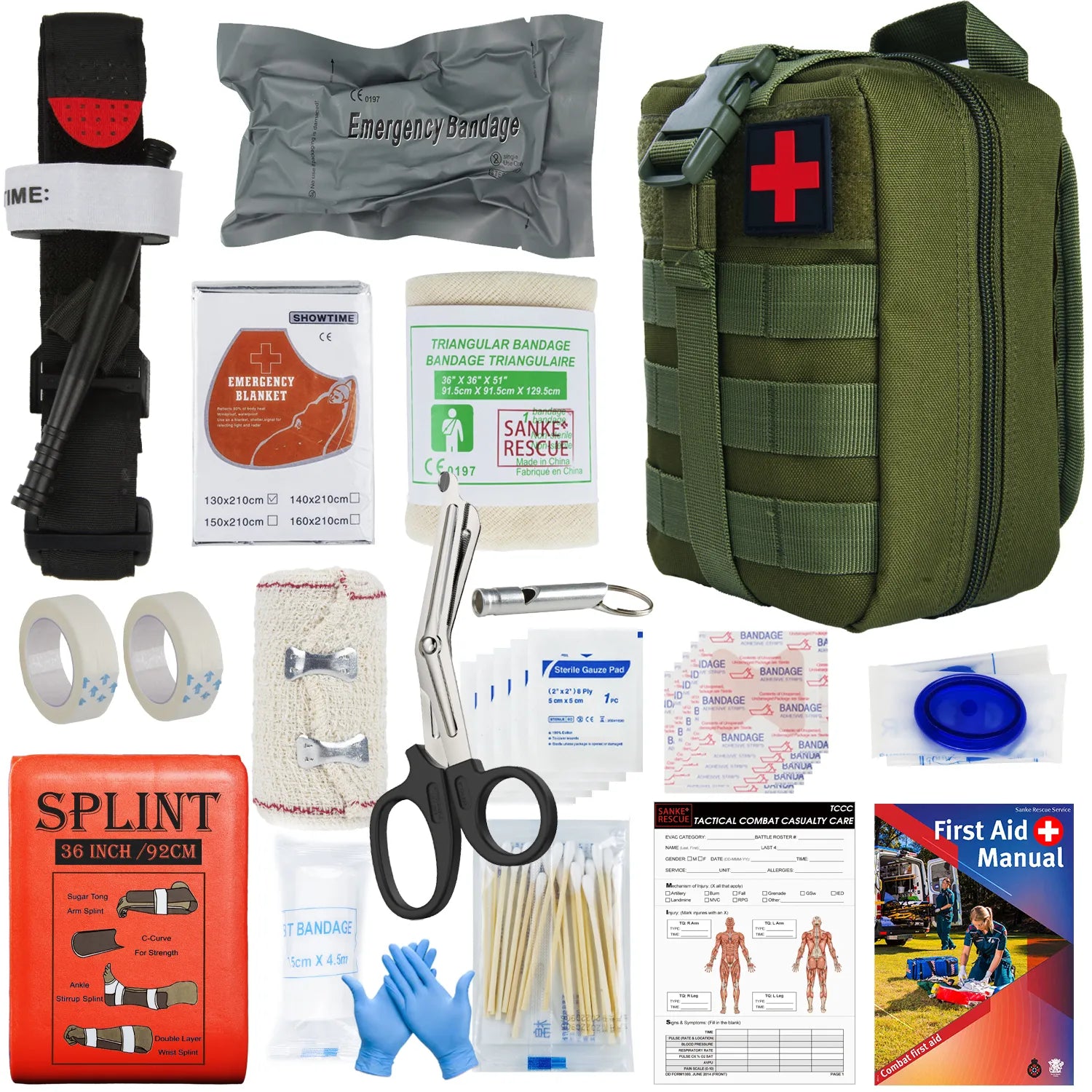 Military IFAK Trauma Survival Kit - Emergency First Aid Gear for Car, Travel, Hiking