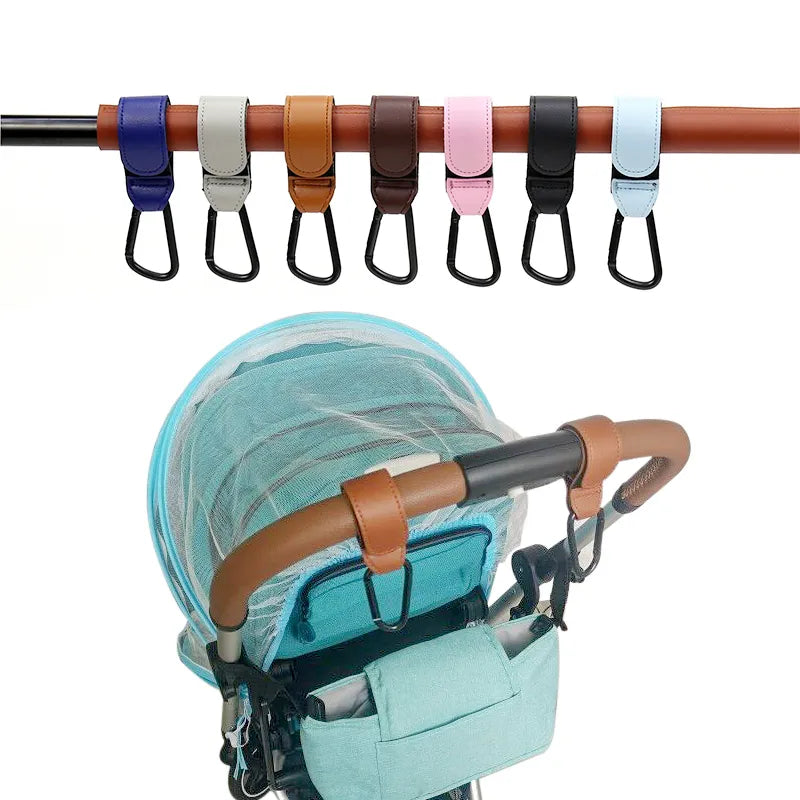 PU Leather Baby Bag Stroller Hook & Organizer Set