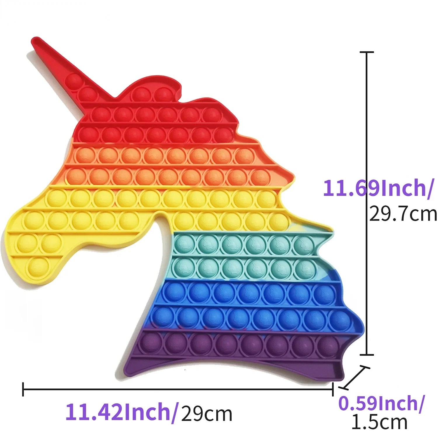 Big Unicorn Pop Jumbo Push Bubble Fidget Toys - Rainbow Giant Squishy Poppers