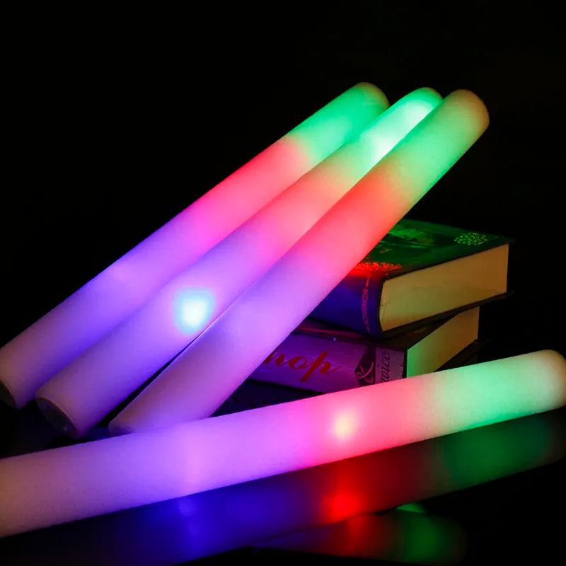Cloud Discoveries LED Glow Sticks - Vibrant RGB Glow Foam Sticks for Parties and Celebrations.