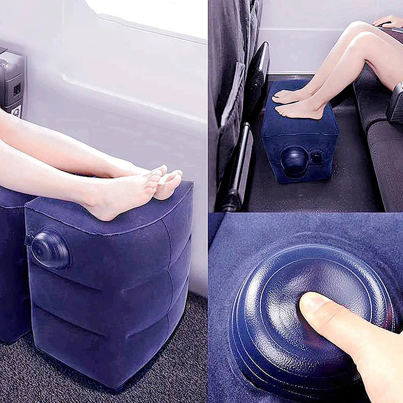 Cloud Discoveries Inflatable Travel Pillow Foot Rest - Height Adjustable Leg Support for Ultimate Comfort During Long Trips
