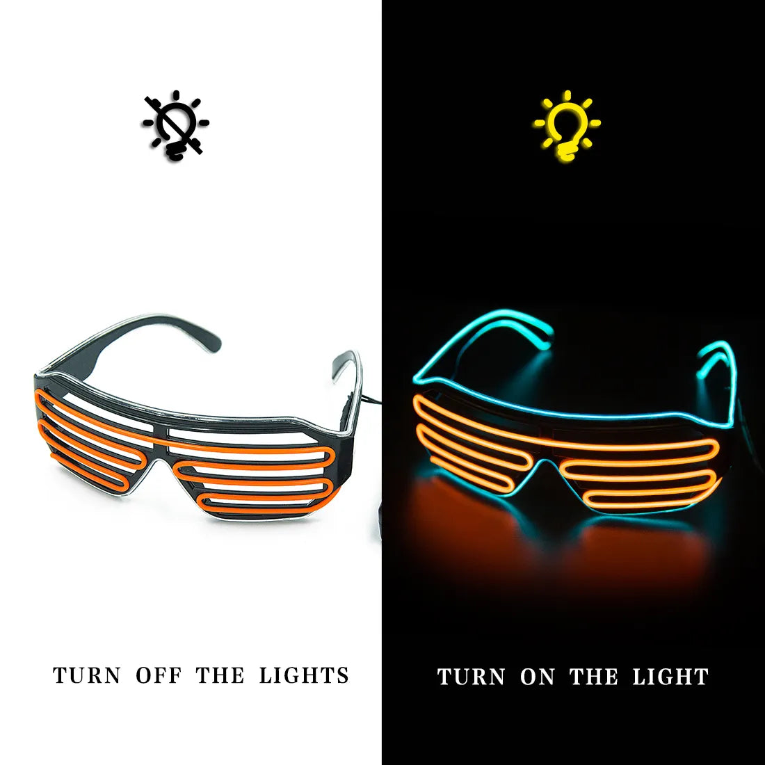 Glowing LED Sunglasses - Neon Christmas Glow Glasses for Parties and Costumes