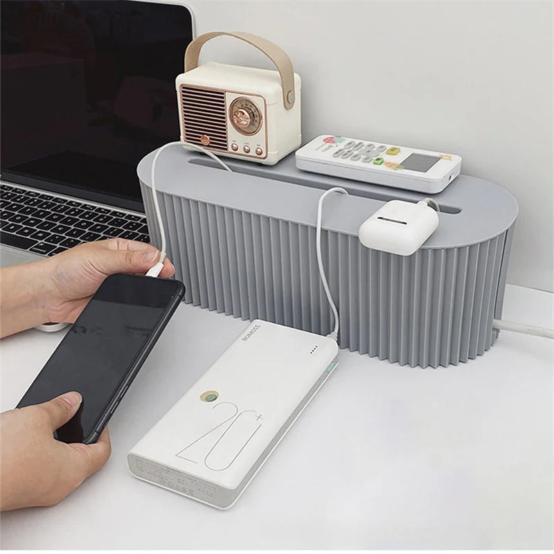 Nordic WiFi Router Storage Box & Cable Organizer with Desktop Holder