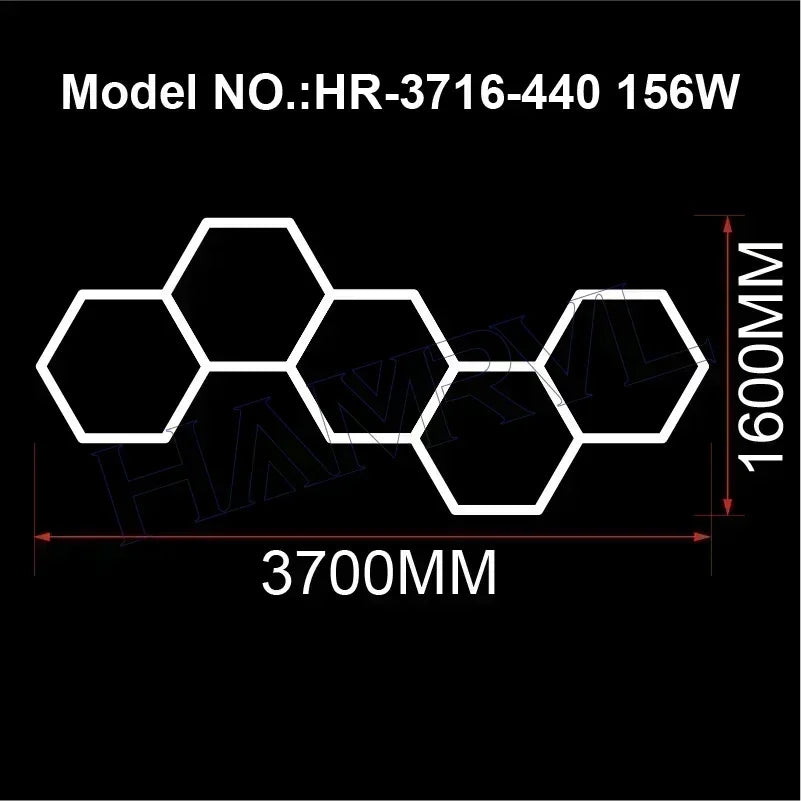 Hexagon LED Honeycomb Garage Lights - 110V-240V Workshop Tube Lighting for Auto Repair