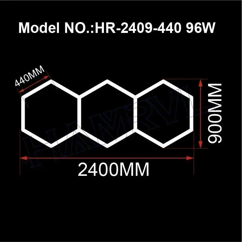 Hexagon LED Honeycomb Garage Lights - 110V-240V Workshop Tube Lighting for Auto Repair