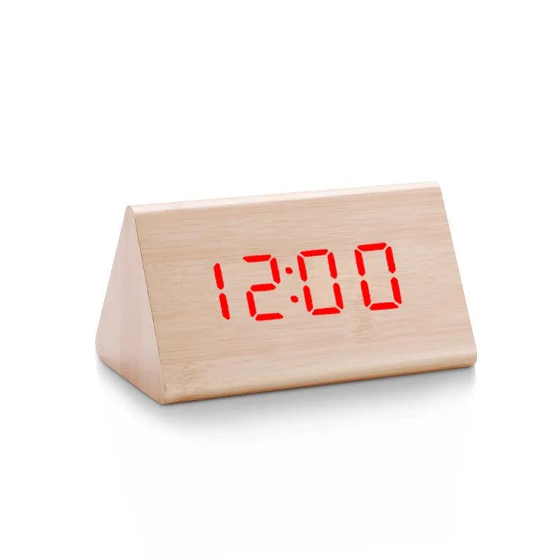 Cloud Discoveries Wooden LED Digital Clock - Voice Control Desktop Alarm Clock