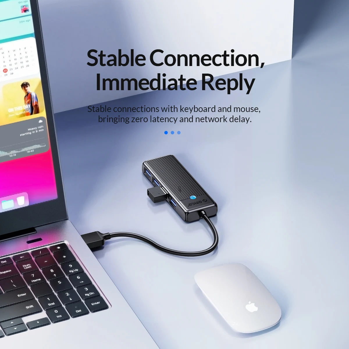 Cloud Discoveries Ultra-Slim Type C USB Hub 3.0 - 4-Port Splitter OTG Adapter for PC Computer Accessories, Enhance Connectivity with Compact Design, Plug and Play Convenience for Keyboards, Mice, and More