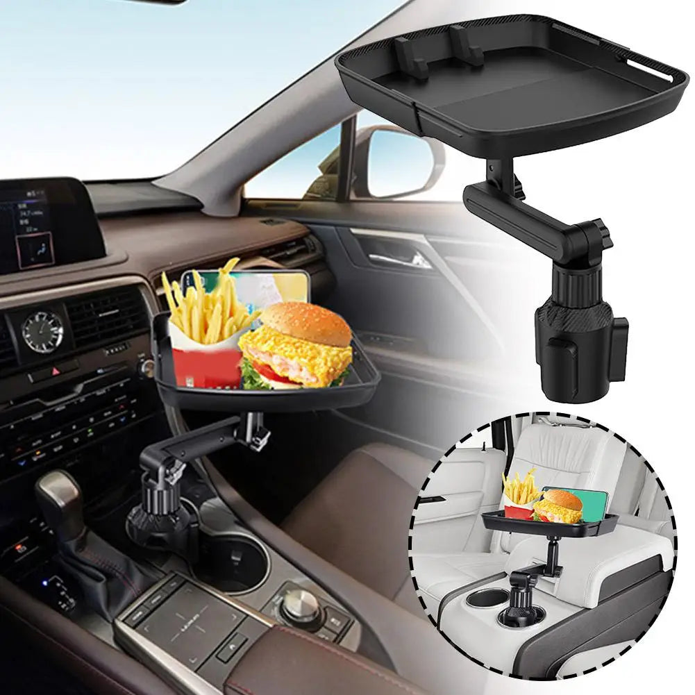 Adjustable Dual Car Cup Holder Tray - Portable & Organized