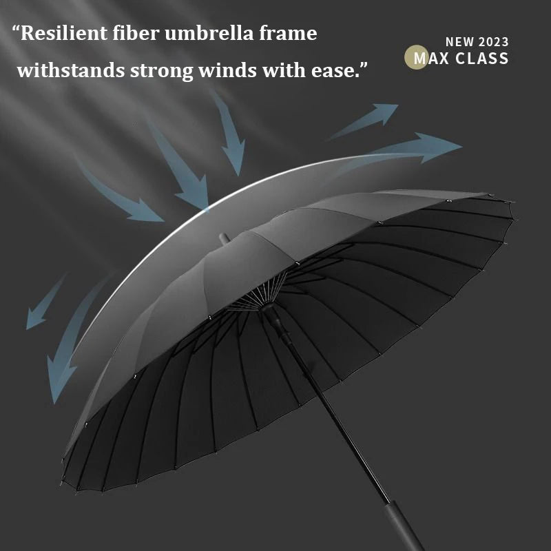 Auto-Open Large Wind-Resistant Business Umbrella, 24-Rib Male/Female Parasol