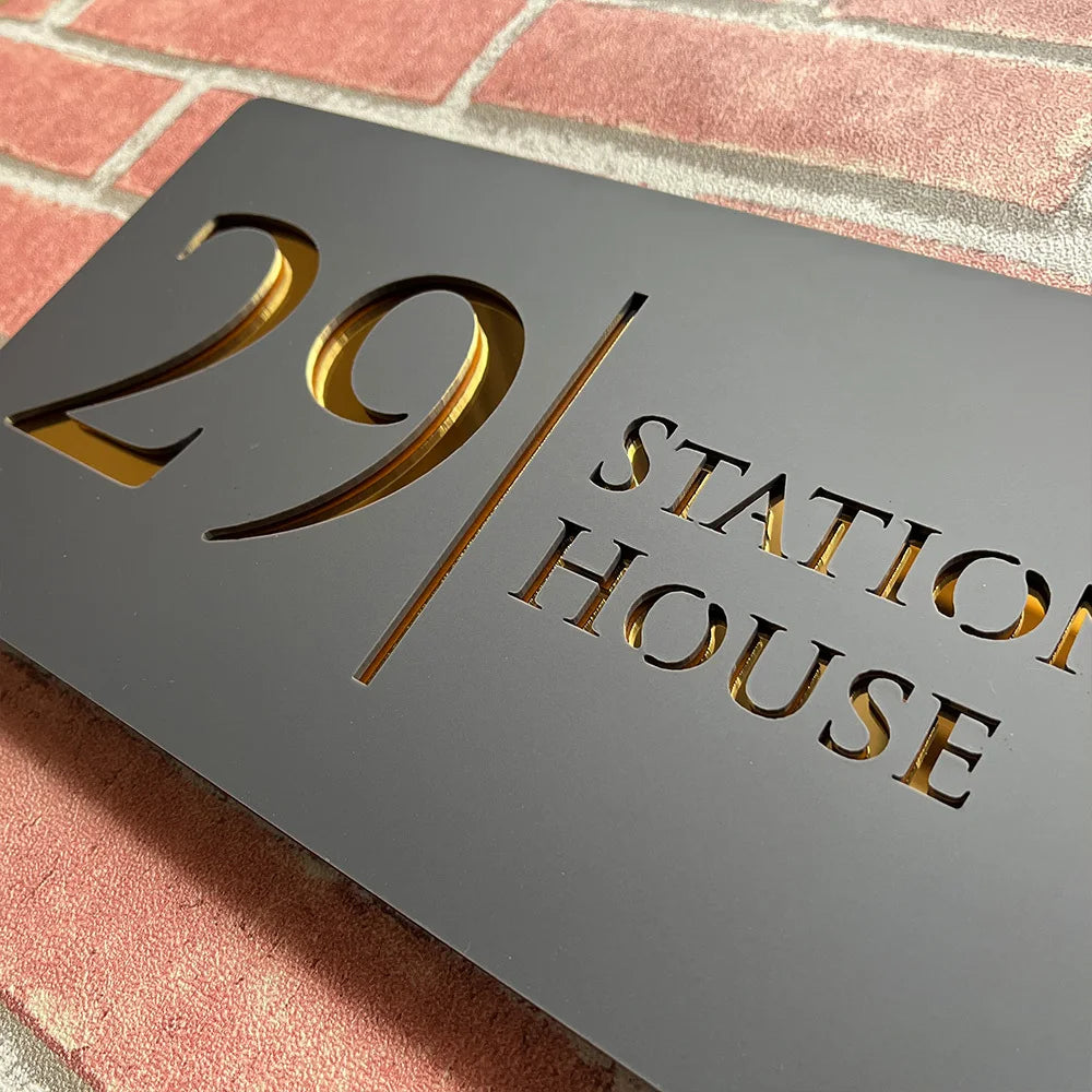 Cloud Discoveries Personalized Laser Cut Acrylic House Number Sign - Modern Outdoor Street Plaque