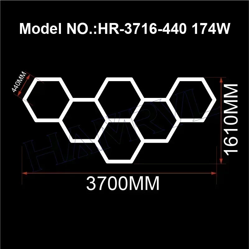 Hexagon LED Honeycomb Garage Lights - 110V-240V Workshop Tube Lighting for Auto Repair