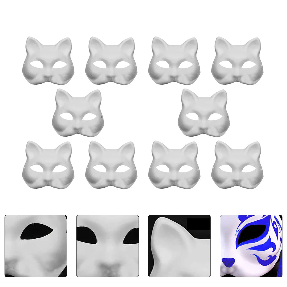 DIY Painting Cosplay Cat Masks - Pack of 10