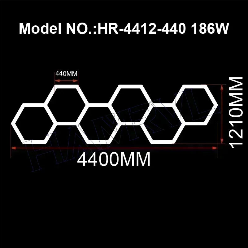 Hexagon LED Honeycomb Garage Lights - 110V-240V Workshop Tube Lighting for Auto Repair