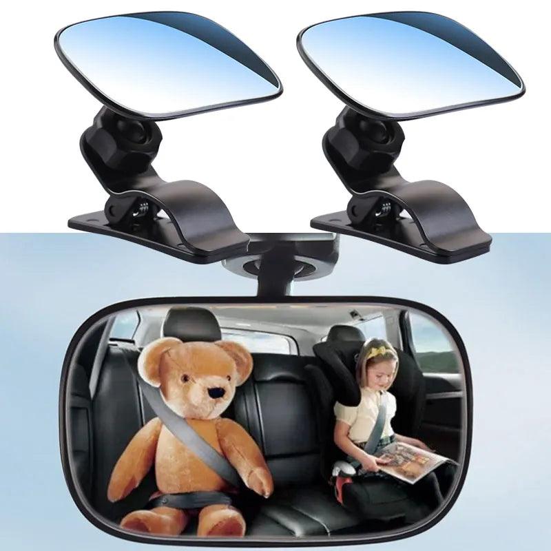 Cloud Discoveries Car Safety View Back Seat Mirror for Baby and Children Facing Rear, Square Design.