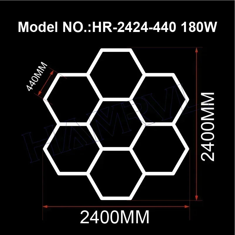 Hexagon LED Honeycomb Garage Lights - 110V-240V Workshop Tube Lighting for Auto Repair