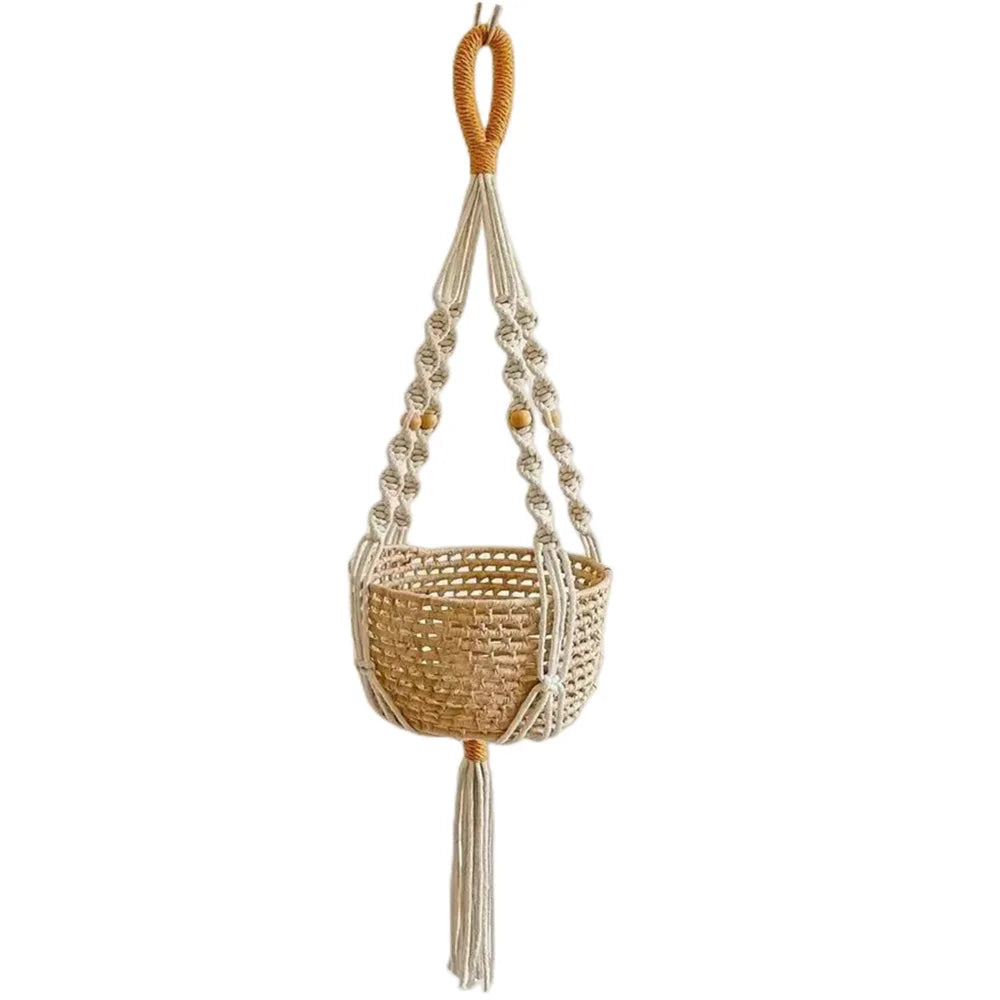 A stunning Boho Indoor Macrame Plant Hanger - Woven Cotton Planter Basket Stand, this versatile piece is elegantly crafted from superior quality, durable non-woven fabric rope. A must-have accessory for every passionate urban gardener, this stand offers both functional and aesthetic appeal. Its innovative design can transform any living space into a serene green haven.
