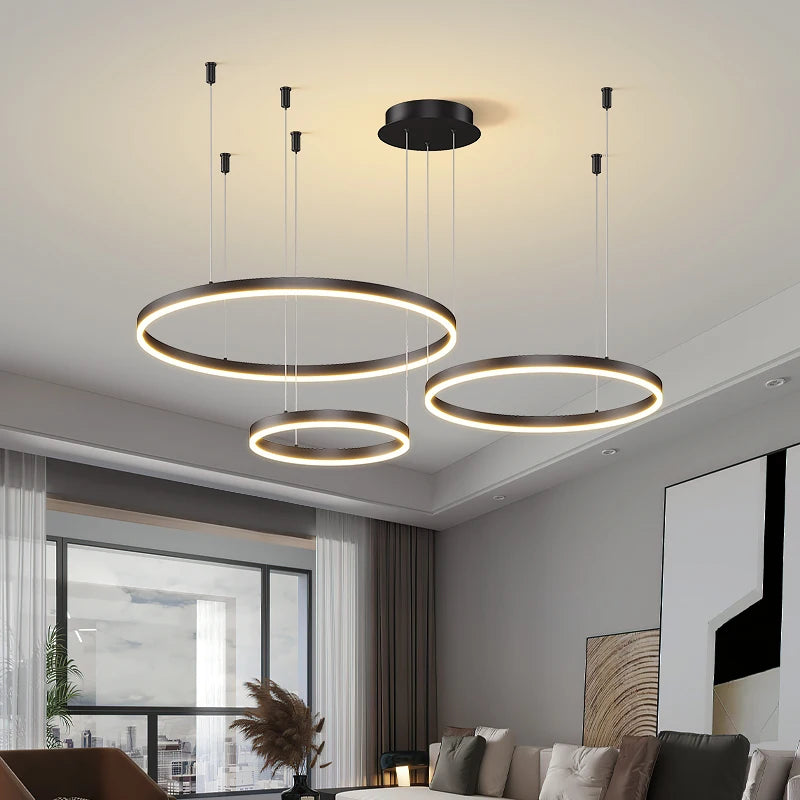 LED Circular Ring Ceiling Chandelier - Modern Home Lighting