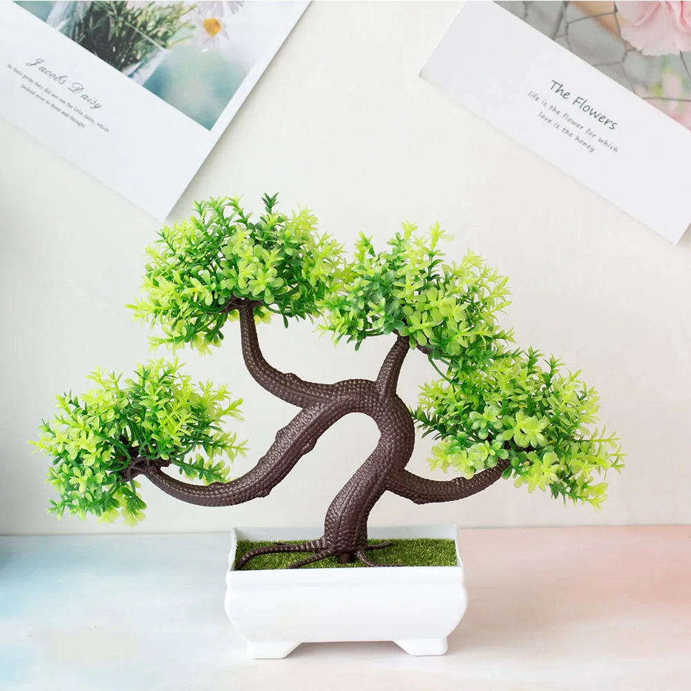 Faux Bonsai Tree with Pot - Artificial Plastic Plant for Home Decor