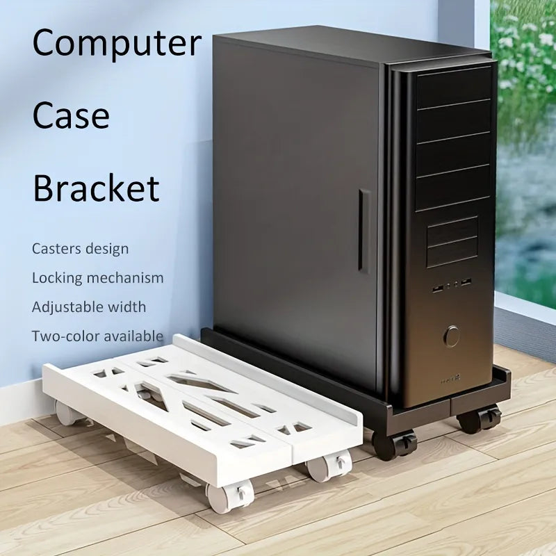 Adjustable CPU Stand with Wheels for Under Desk Storage, fits most PC towers, convenient and mobile computer tower holder for home or office use
