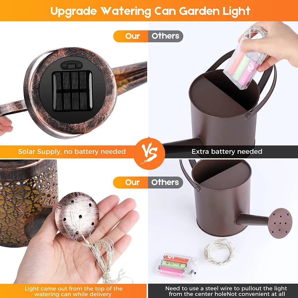 Solar Watering Can Garden Lantern - Outdoor Waterproof Decor