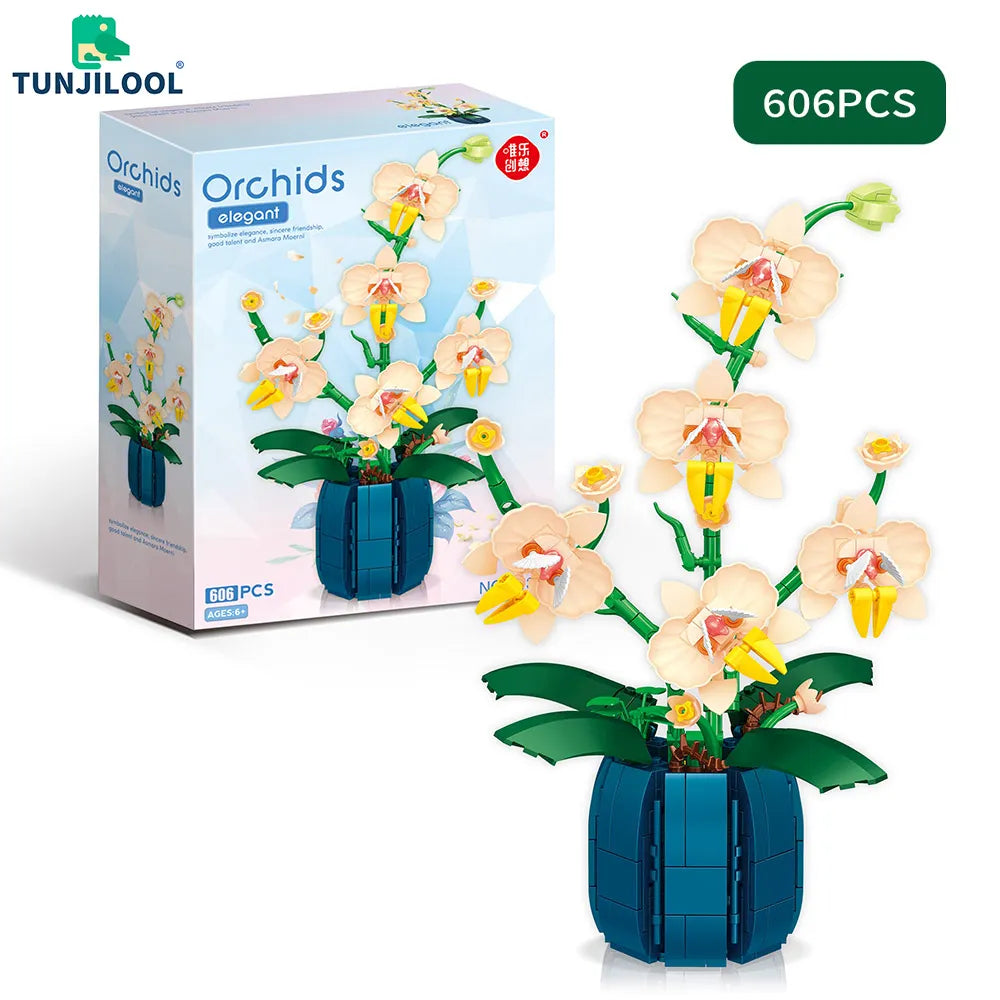 Orchid Building Blocks - Romantic Flower Bouquet Model for Kids Girls Gift