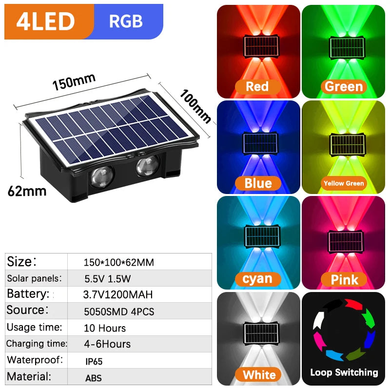 Waterproof Solar LED Wall Light Outdoor Decor