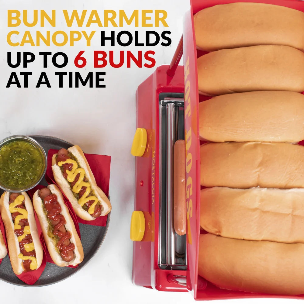 Hot Dog Roller & Bun Warmer, 8 Hot Dogs, 6 Buns Capacity