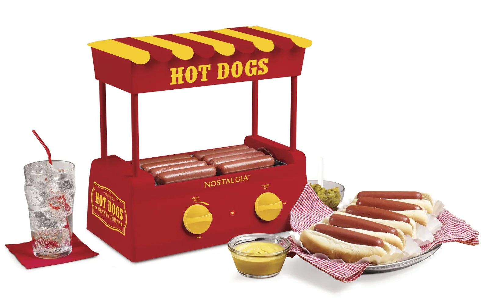 Hot Dog Roller & Bun Warmer, 8 Hot Dogs, 6 Buns Capacity