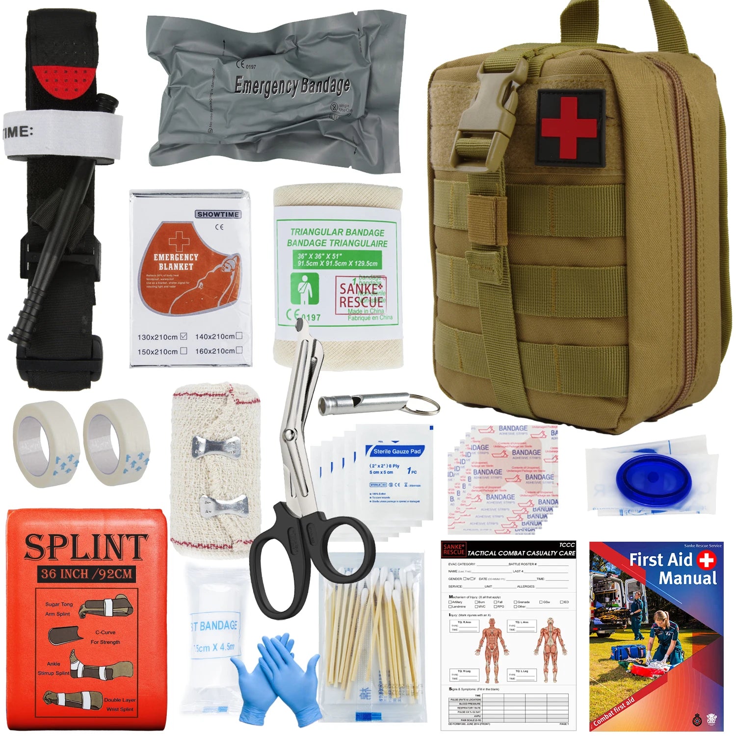 Military IFAK Trauma Survival Kit - Emergency First Aid Gear for Car, Travel, Hiking