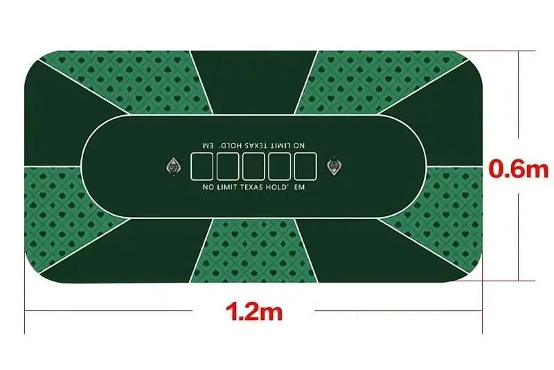 Deluxe Texas Holdem Poker Mat - 1.2x0.6m Rubber Table Cloth