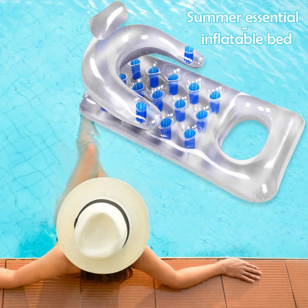 Outdoor Inflatable Pool Lounger - Water Hammock Air Mattress for Summer Beach