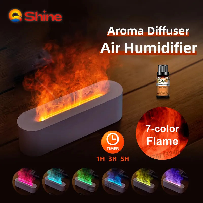 Cloud Discoveries 2023 Flame Aroma Diffuser & Air Humidifier - LED Essential Oil Diffuser