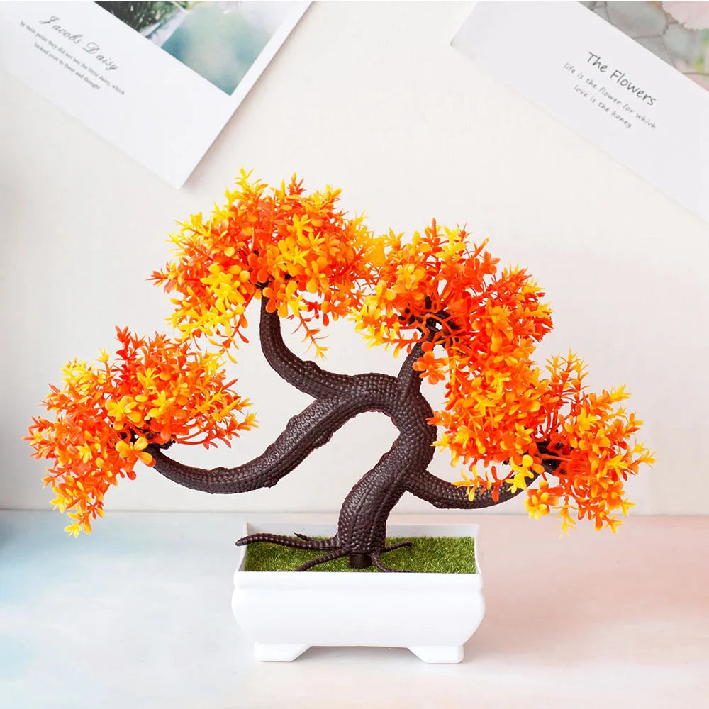 Faux Bonsai Tree with Pot - Artificial Plastic Plant for Home Decor