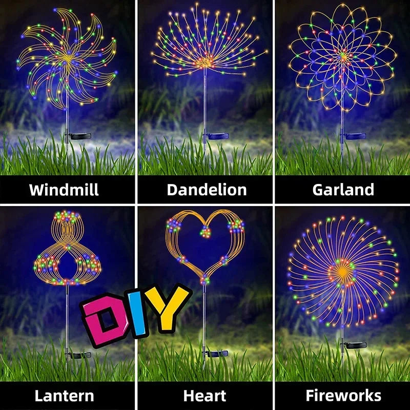 Solar LED Firework Fairy Lights - Outdoor Garden Decor