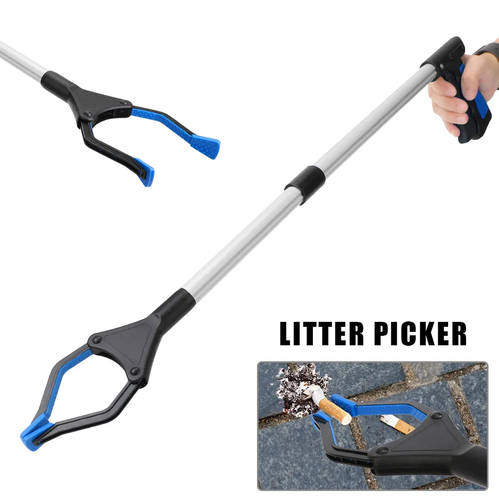 Cloud Discoveries Foldable Gripper Extender Hand Tool for Litter Pickup, Trash Grabber and Garbage Picker with Anti-Skid Jaws and Adjustable Handle - Convenient and Portable Waste Grabber Reacher for Elderly and Disabled