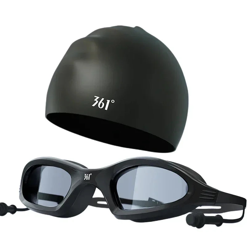 Pro Swim Goggles & Anti-Fog Cap Set for Men & Women