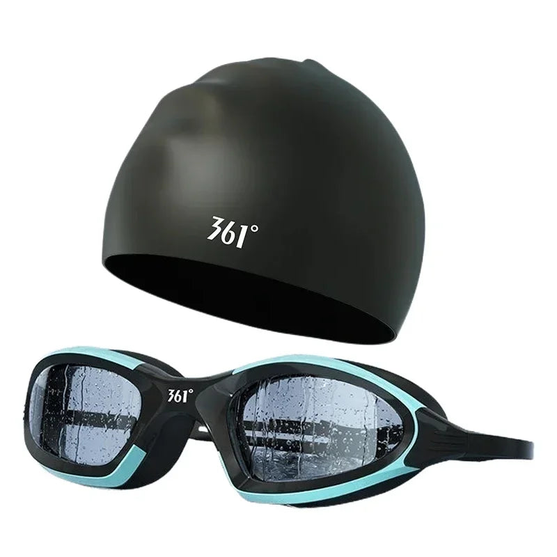 Pro Swim Goggles & Anti-Fog Cap Set for Men & Women