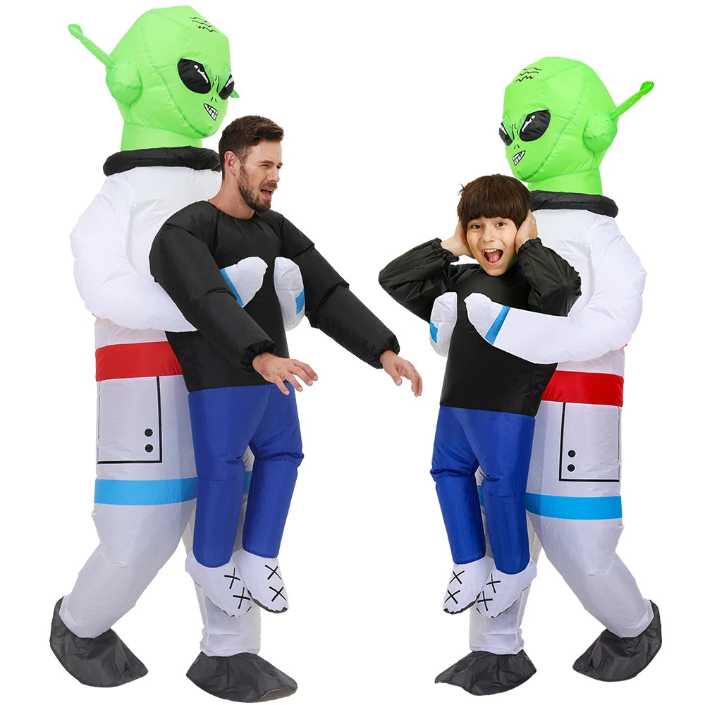 Cloud Discoveries Alien Inflatable Costume for Kids and Adults - Perfect for Halloween, Christmas, and Cosplay Events - Unisex Anime Suit with Jumpsuits, Rompers, and Inflated Garment - Includes Fan and Battery Case