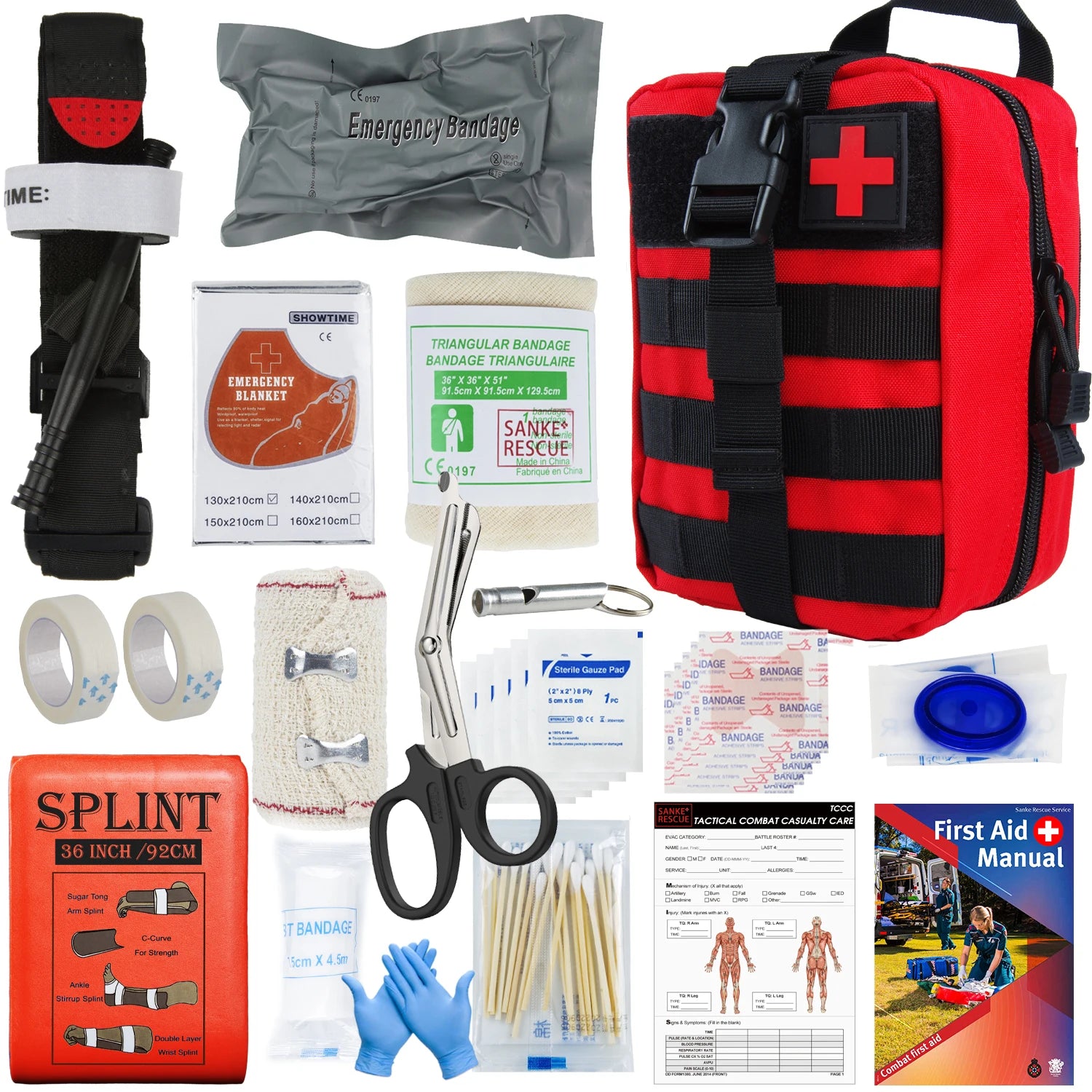 Military IFAK Trauma Survival Kit - Emergency First Aid Gear for Car, Travel, Hiking