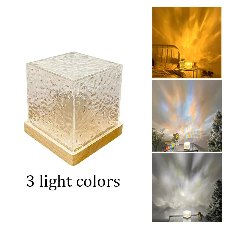Cloud Discoveries Crystal Lamp Water Ripple Projector Night Light - Aesthetic Home Decoration and Holiday Gift
