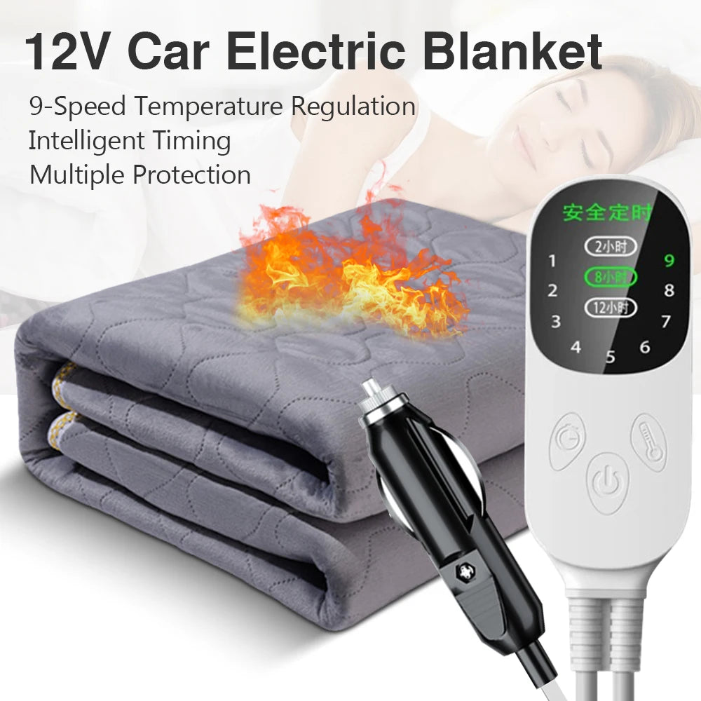 Cloud Discoveries 12V Electric Blanket - Plush Thicker Heater for Travel Heating - Stay Warm on the Go