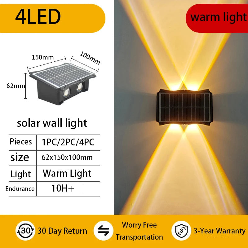 Waterproof Solar LED Wall Light Outdoor Decor