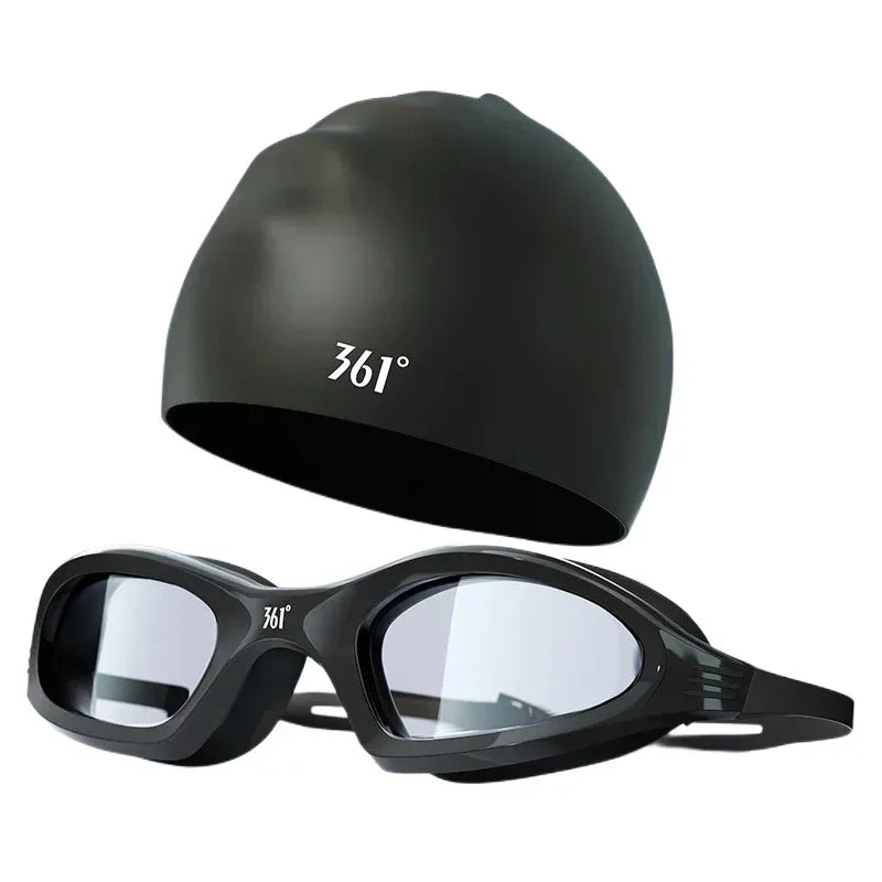 Pro Swim Goggles & Anti-Fog Cap Set for Men & Women