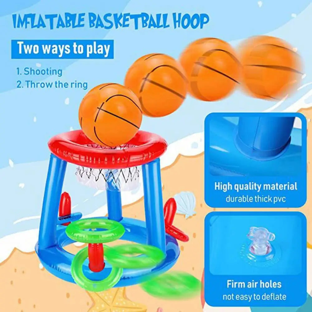 Inflatable Pool Basketball & Ring Toss Set for Kids & Adults