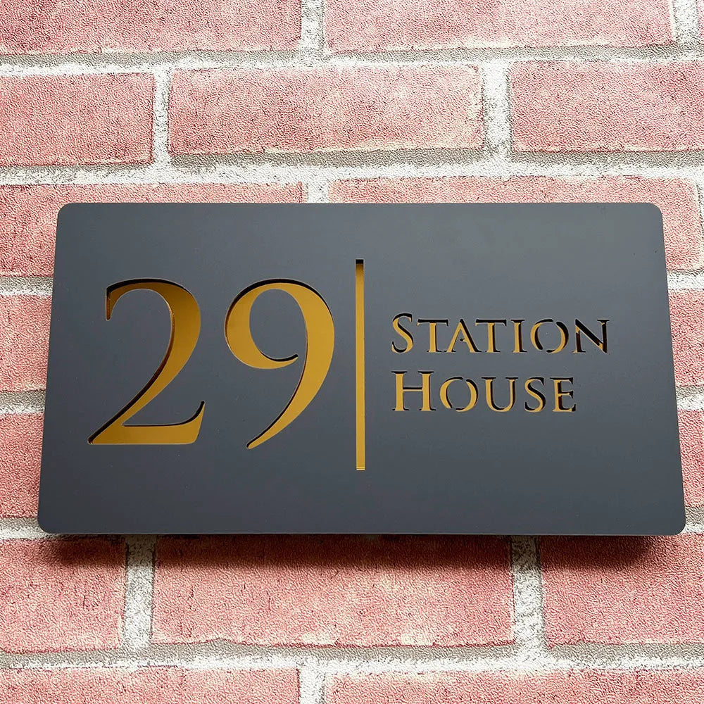 Cloud Discoveries Personalized Laser Cut Acrylic House Number Sign - Modern Outdoor Street Plaque